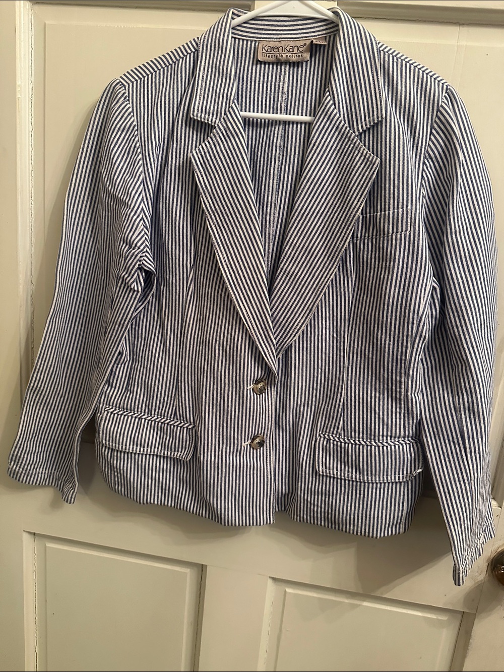 Karen Kane Navy and White Striped Blazer